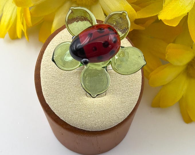 Size 6 - Ladybug Glass Ring | Lampwork Glass Ladybug Ring