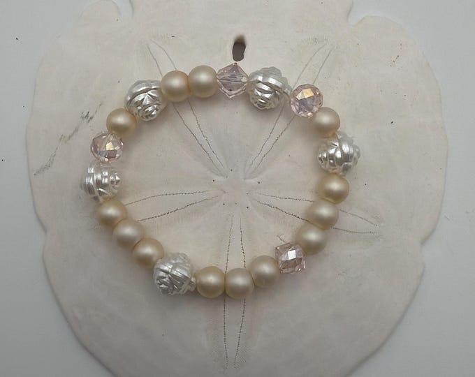 Faux Pearl and crystals | Stretch Bracelet | Beaded bracelet | Morse code - Badass |  Message in a Bracelet | Quote Bracelet