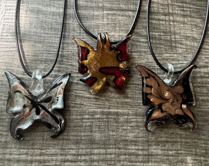Butterfly Pendant Necklace | Lampwork Glass Butterfly | Glass Butterfly Pendant Necklace