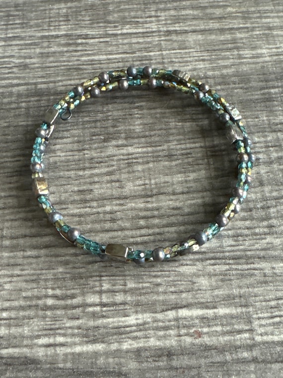Seed Bead Morse Code Memory Wire Bracelet | Message in a Bracelet | Beaded Bracelet