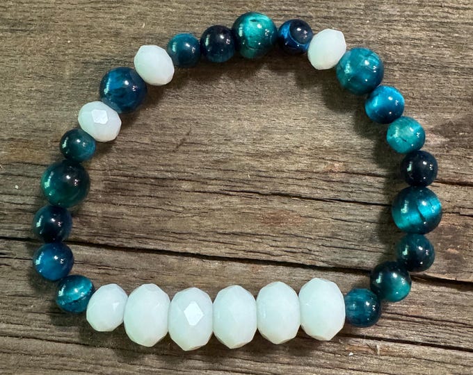 Bad Ass - Morse Code | Stretch Bracelet | Message in a Bracelet | Beaded Bracelet | Quote Bracelet | Blue tiger eye