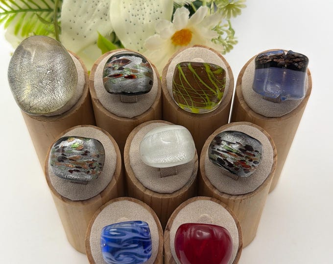 Size 5 - Lampwork Glass Rings - Assorted Glass Rings | Murano Glass Inspired Glass Rings