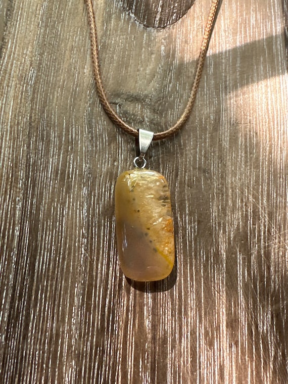 Agate Rectangle Pendant Necklace