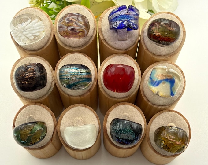 SIZE 7: Statement Rings | Lampwork Glass Rings | Assorted Glass Rings | Murano Glass Inspired Glass Rings