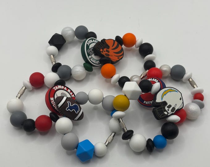 Sports Tumbler Handle Bracelet | Stanley Cup Accessories | Cup Handle Bracelet |  Straw Charm | Football | Many Options Available |