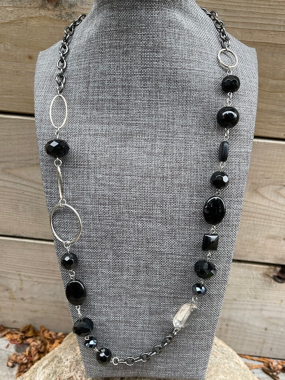 17” Black Beaded Necklace