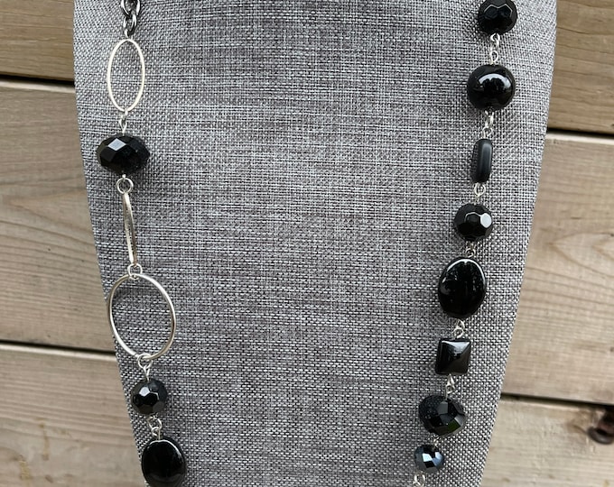 17” Black Beaded Necklace