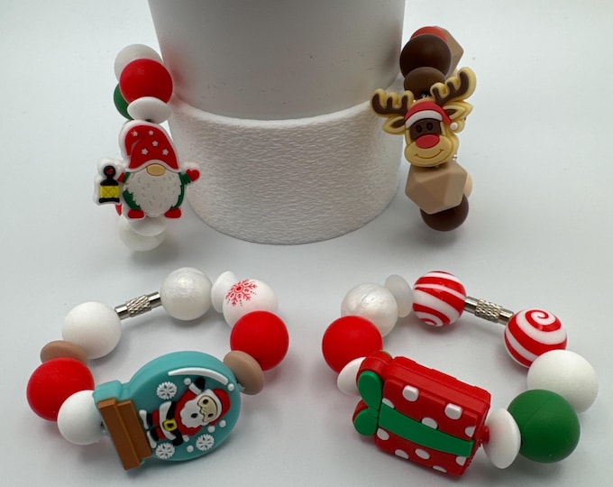Christmas Themed Tumbler Handle Bracelet | Stanley Cup Accessories | Cup/Tumbler Handle Bracelet