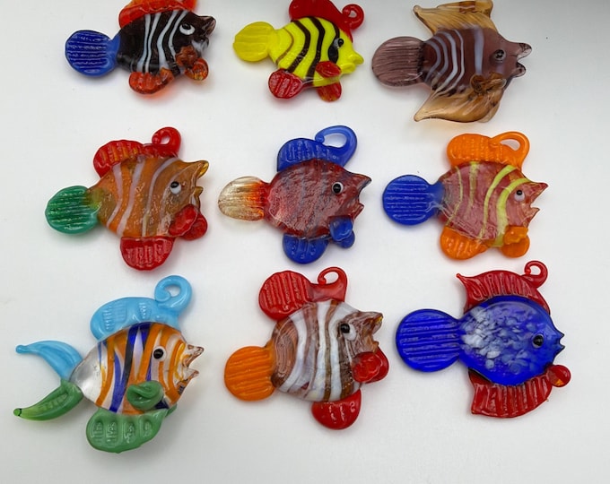 Lampwork Glass Fish Pendant 35mm |  Glass Fish Pendant