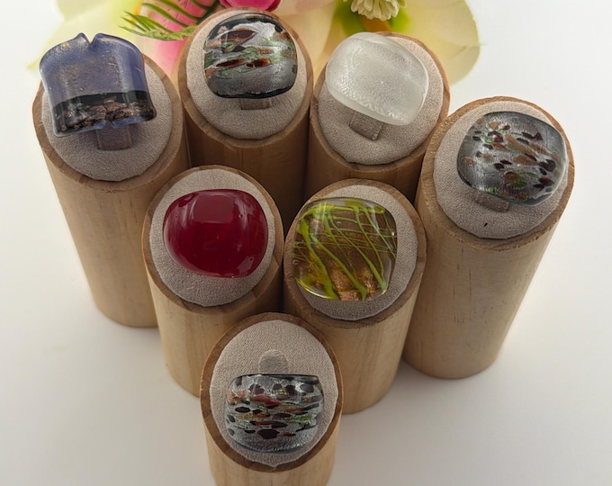 Size 5 - Lampwork Glass Rings - Assorted Glass Rings | Murano Glass Inspired Glass Rings