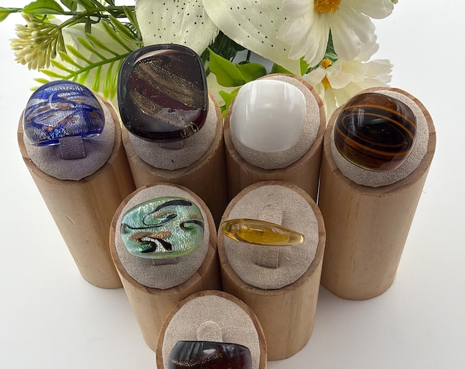 Size 7 3/4 **NEW** Lampwork Glass Rings | Assorted Glass Rings | Murano Glass Inspired Glass Rings