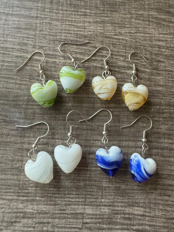 Murano Glass Heart Earrings | Heart Earrings