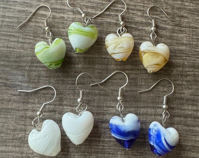 Murano Glass Heart Earrings | Heart Earrings
