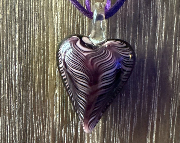 Purple Glass Heart Pendant Necklace