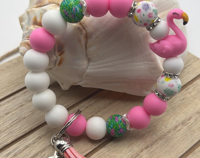 Pink Flamingo Wristlet/Keychain | Flamingo Wristlet |Pink Flamingo Key Chain