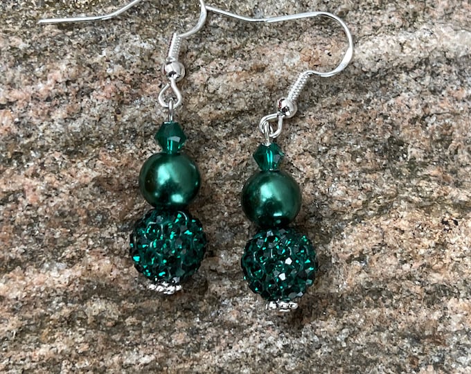 Green Crystal Pave Earrings