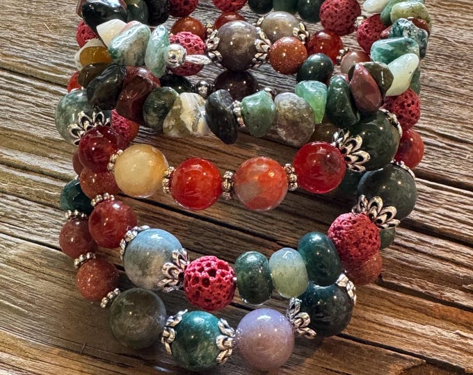 Jasper/Amazonite/Aventurine Memory Wire Bracelet | Jasper Bracelet | Aventurine Bracelet | Amazonite Bracelet