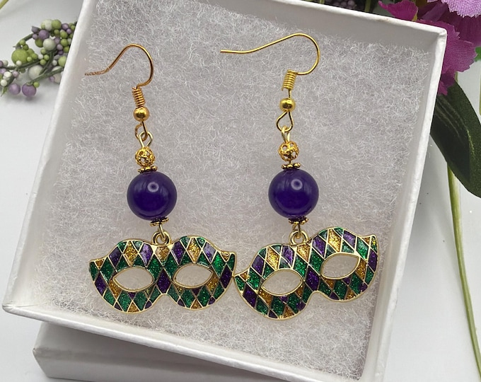 Mardi Gras Earrings | Mardi Gras Mask Earrings