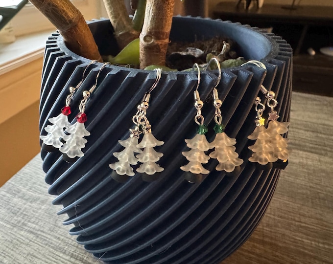 White Christmas Tree Earrings with Silver Earwire | White Christmas trees | Holiday earrings