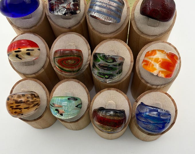 Size 7 3/4 - Lampwork Glass Rings | Assorted Glass Rings | Murano Glass Inspired Glass Rings