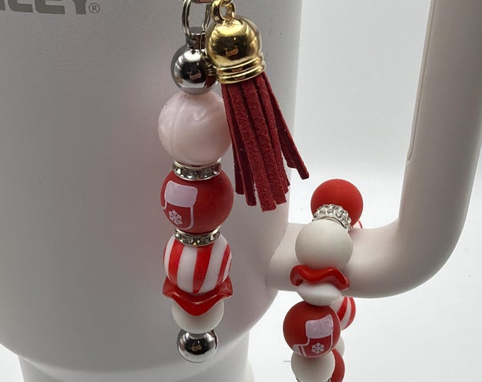Christmas Stocking Stuffer Tumbler Straw Charm | Stanley Cup Accessories | Christmas Straw Charm/Purse Charm