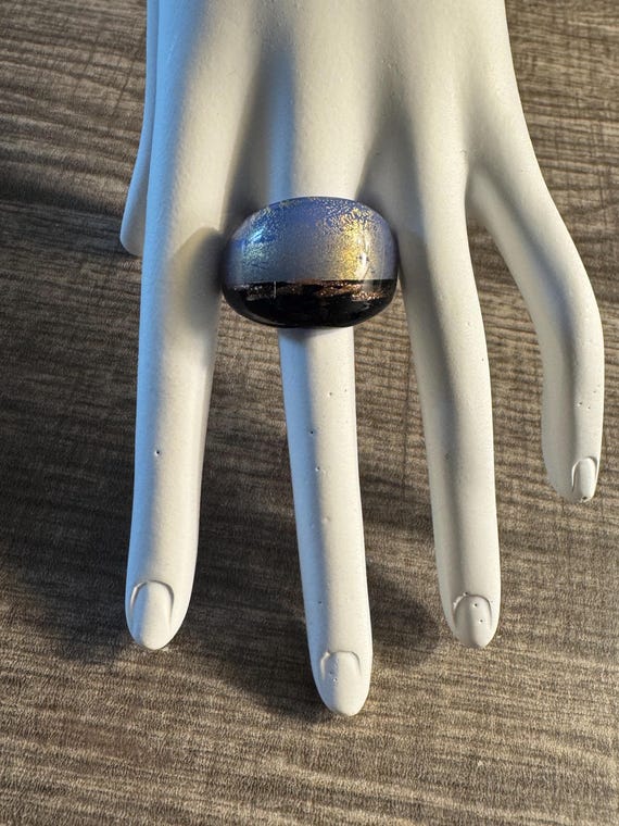 Blue/Black Murano Glass Ring
