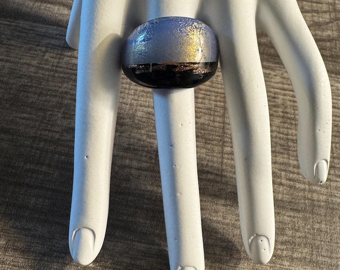 Blue/Black Murano Glass Ring