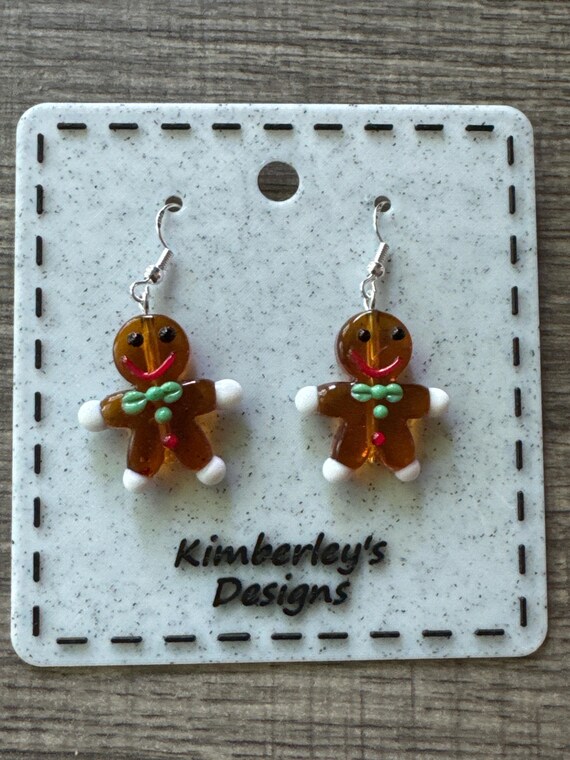 Gingerbread Man Earrings | Lampwork Glass Gingerbread Earrings