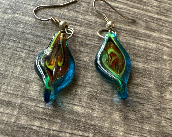 Blue Color Murano Glass Earrings