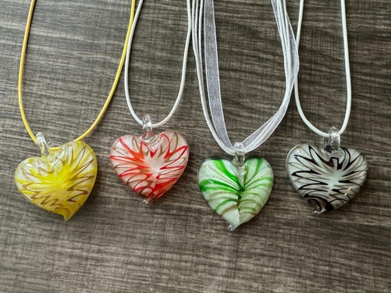 Heart Pendant Necklace | Glass Heart Pendant
