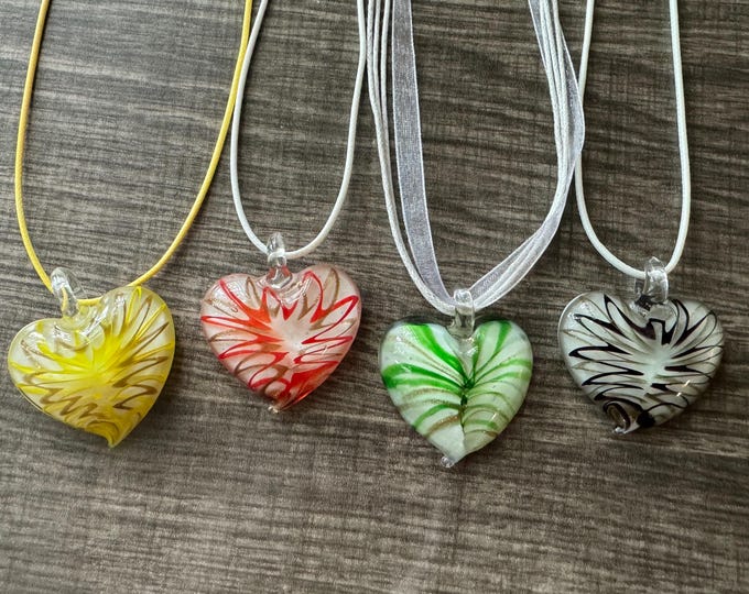 Heart Pendant Necklace | Glass Heart Pendant