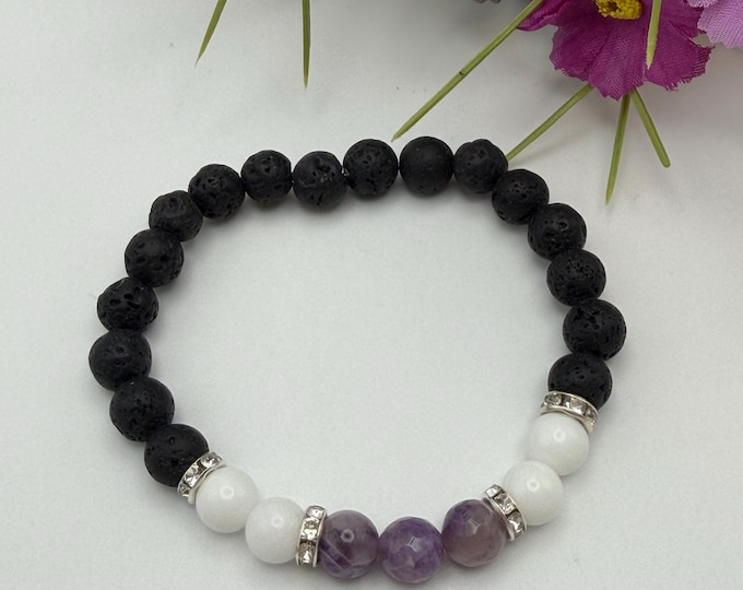 Amethyst Bracelet | Birthstone February Amethyst Bracelet | Lava Diffuser Bracelet