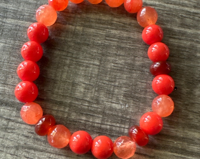Carnelian Stretch Bracelet | Beaded Bracelet | Morse Code - Faith | Message in a Bracelet | Quote Bracelet