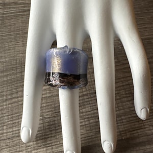 Blue/Black Murano Glass Ring - Size 5