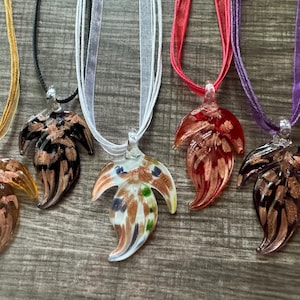 Leaf Pendant Necklace | Lampwork Glass Leaf Pendant
