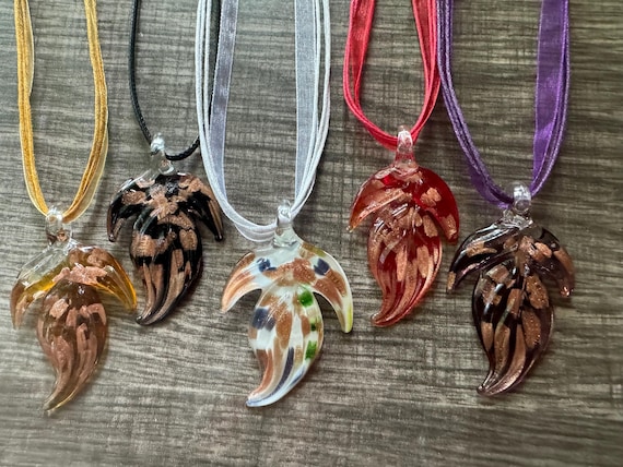Leaf Pendant Necklace | Lampwork Glass Leaf