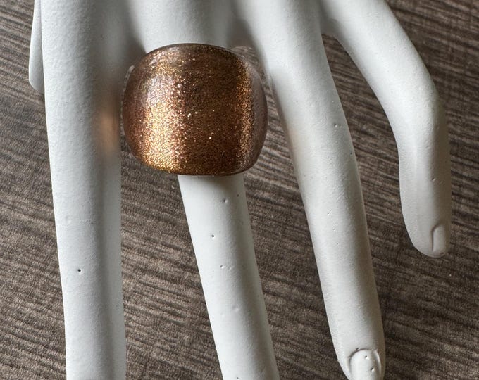 Gold Sparkle Murano Glass LampWork Ring