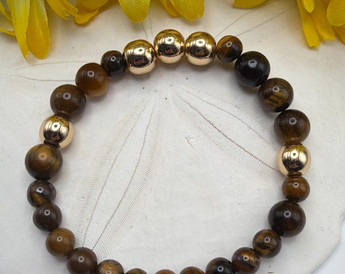 Brown Tiger Eye Stretch Bracelet | Love - Morse Code | Message in a Bracelet | Quote Bracelet