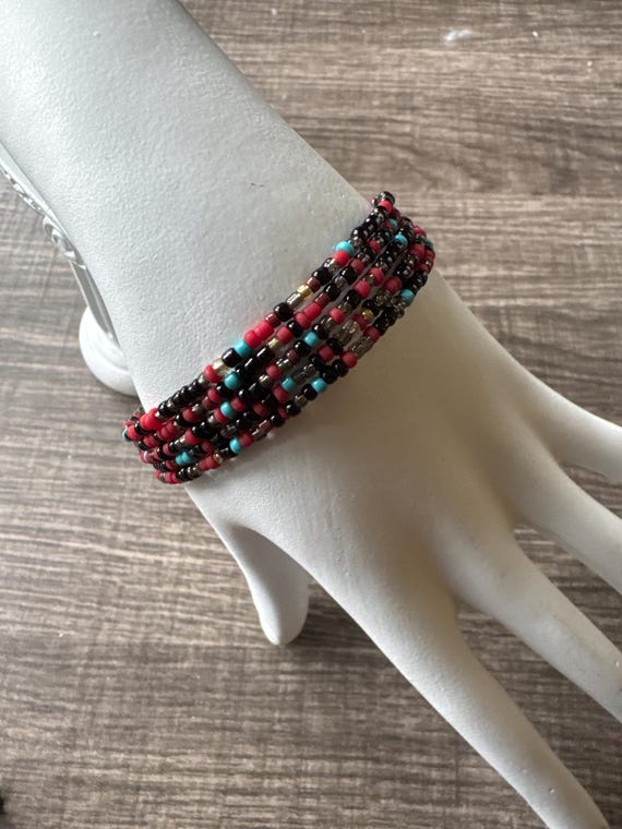 Seed Bead Memory Wire Bracelet