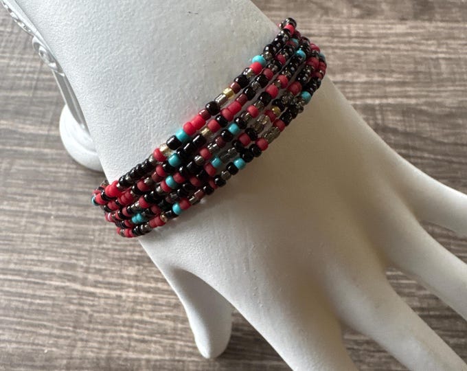 Seed Bead Memory Wire Bracelet