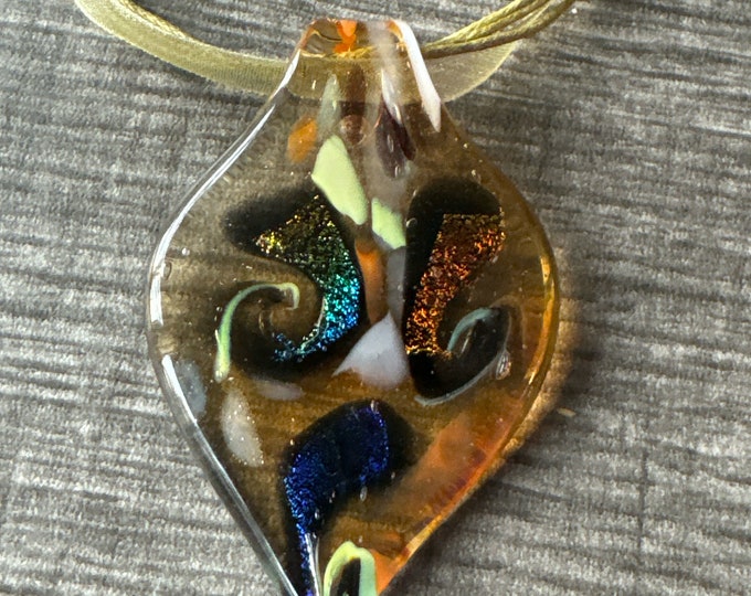 Gold Color Glass Leaf Pendant | Leaf Pendant Necklace