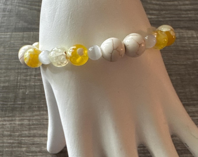 Howlite Stretch Bracelet | Beaded bracelet | Morse Code - Admire | Message in a Bracelet | Quote Bracelet