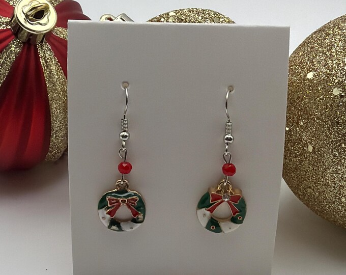 Christmas Wreath Earrings | Holiday Earrings | Stocking Stuffers