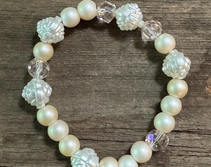 Faux Pearl and crystals | Stretch Bracelet | Beaded bracelet | Morse code - Badass |  Message in a Bracelet | Quote Bracelet