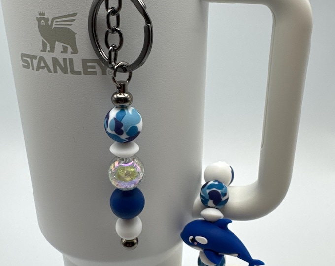 Whale Tumbler Handle Bracelet | Stanley Cup Accessories | Cup Handle Bracelet | Whale Straw Charm/Purse Charm
