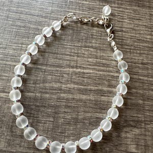Bracelet en verre de mer | Bracelet verre de mer blanc