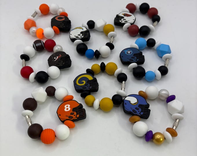 Sports Tumbler Handle Bracelet | Stanley Cup Accessories | Cup Handle Bracelet |  Straw Charm | Football | Many Options Available |