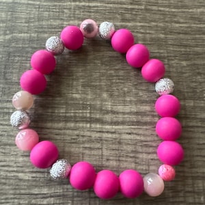 Pink gemstone bracelet | Stretch Bracelet  | Beaded Bracelet | Hot Pink