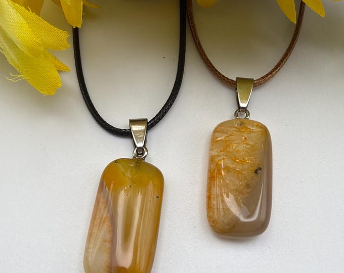 Green Agate Pendant Necklace | Rectangle Pendant