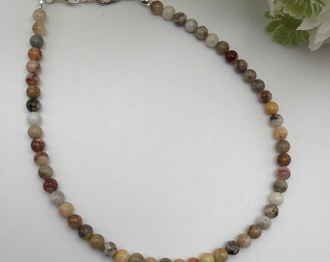 Crazy Lace Agate Anklet | Minimalist Bead Anklet